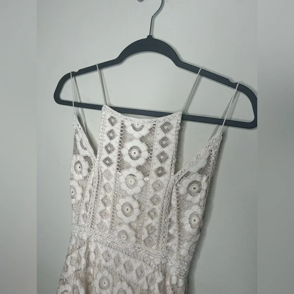 Free People Lace Just Like Honey Ivory Nude Boho Bridal Shower Dress Size 6 - Picture 5 of 15